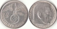 2 Reichsmark 1938 Deutsches Reich Hindenburg B ss